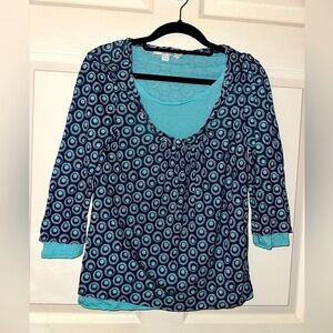 Boden women’s dual layer blue retro polka dot blouse 4 contemporary casual